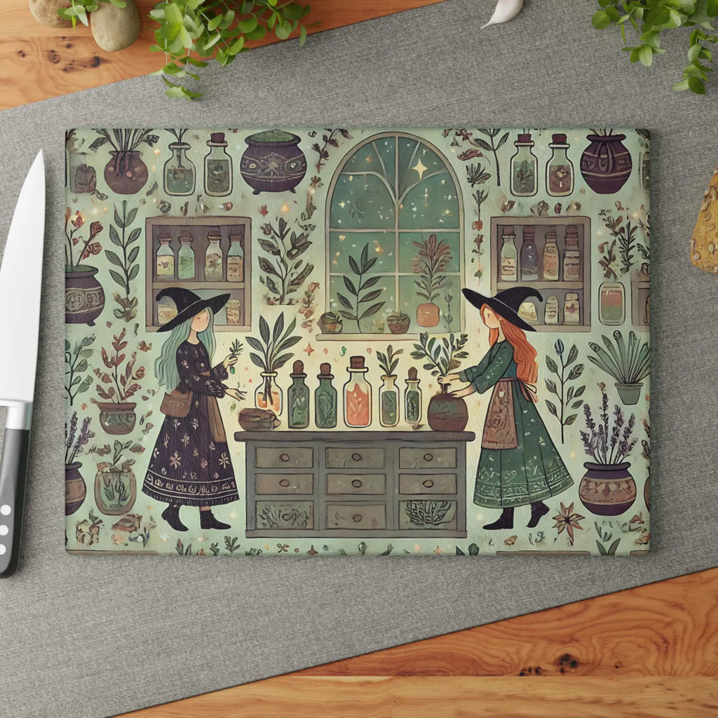 Herbal Witches Tempered Glass Cutting Board